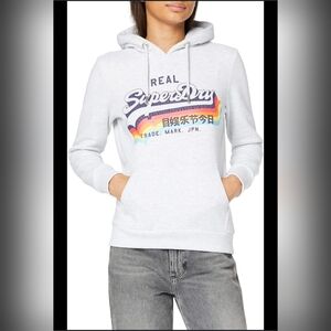 Superdry Women's Vintage Logo Rainbow Swearshirt with hood. Multicolored, Size 8